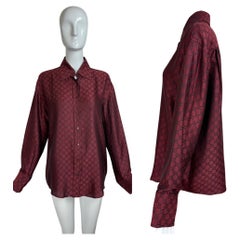 GUCCI by TOM FORD 1998 vintage gg logo black and red silk and cotton dress shirt