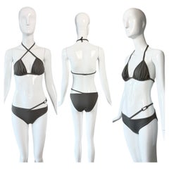 GUCCI by Tom Ford 1998 Vintage Grey Bikini Iconic Swim Bathing Suit 2 Piece