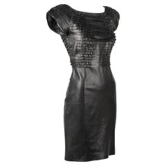 Gucci by Tom Ford 1999 Black Leather Dress with Silk Lining IT40