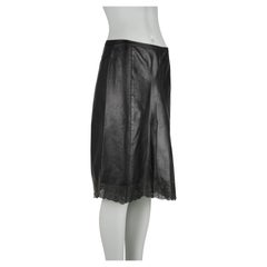 Gucci by Tom Ford 1999 Leather Skirt with Perforated Hem IT42