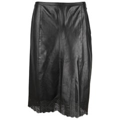 Gucci by Tom Ford 1999 Leather Skirt with Perforated Hem IT42