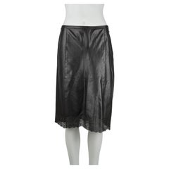 Gucci by Tom Ford 1999 Leather Skirt with Perforated Hem IT42
