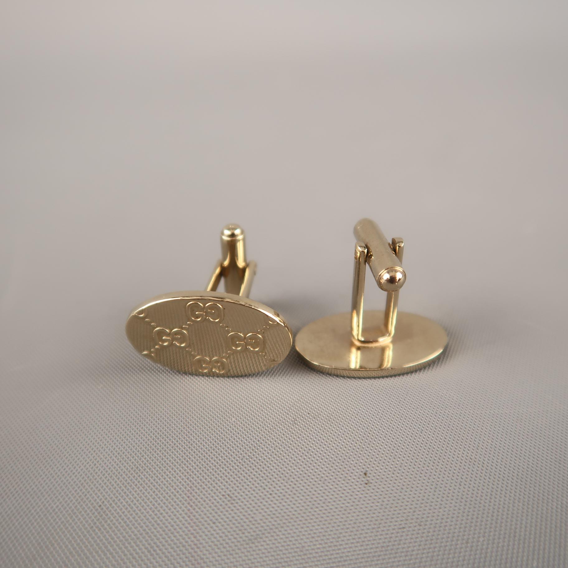 GUCCI by TOM FORD 2000 Light Gold Tone Metal Guccissima Cuff Links 1