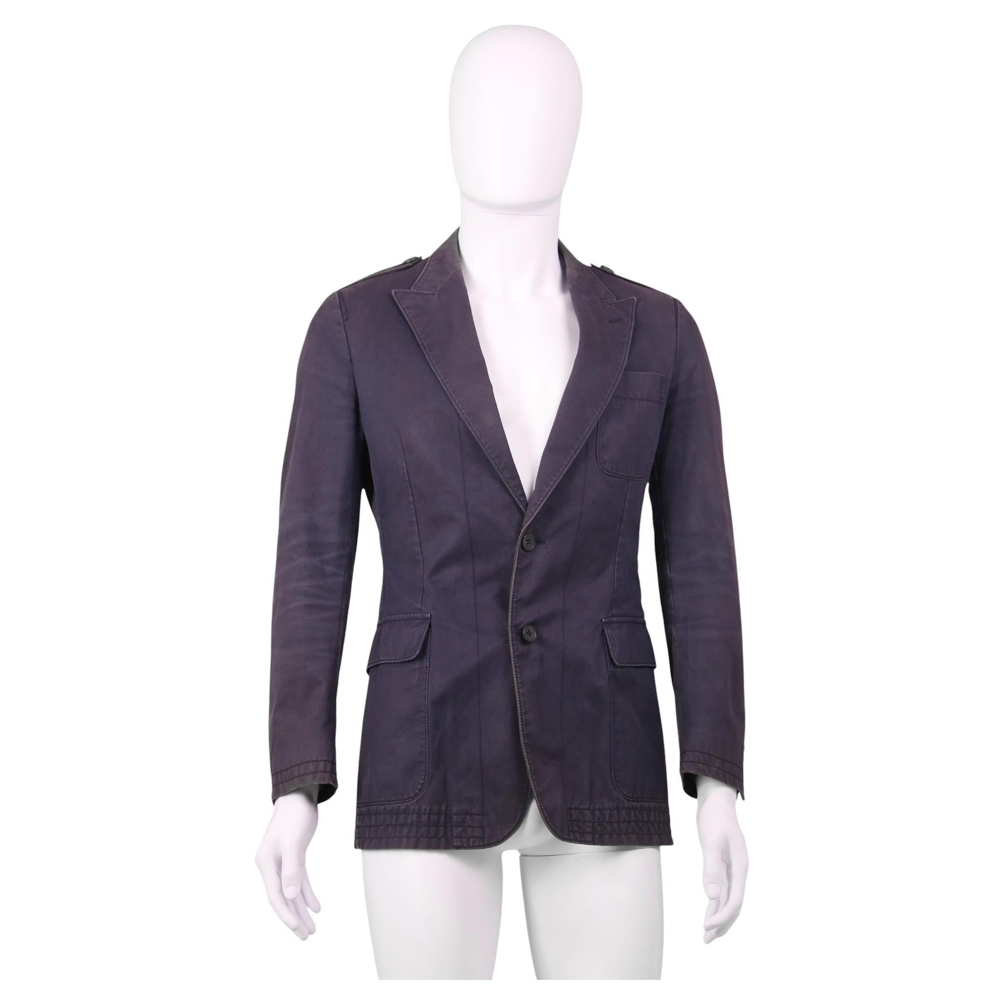 Gucci by Tom Ford 2000's Black Faded Military Blazer