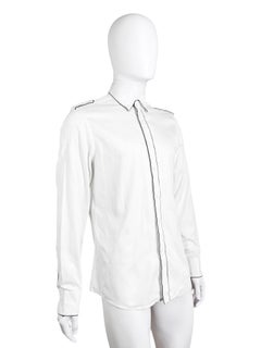 Gucci by Tom Ford 2000's Military Black Lined White Shirt