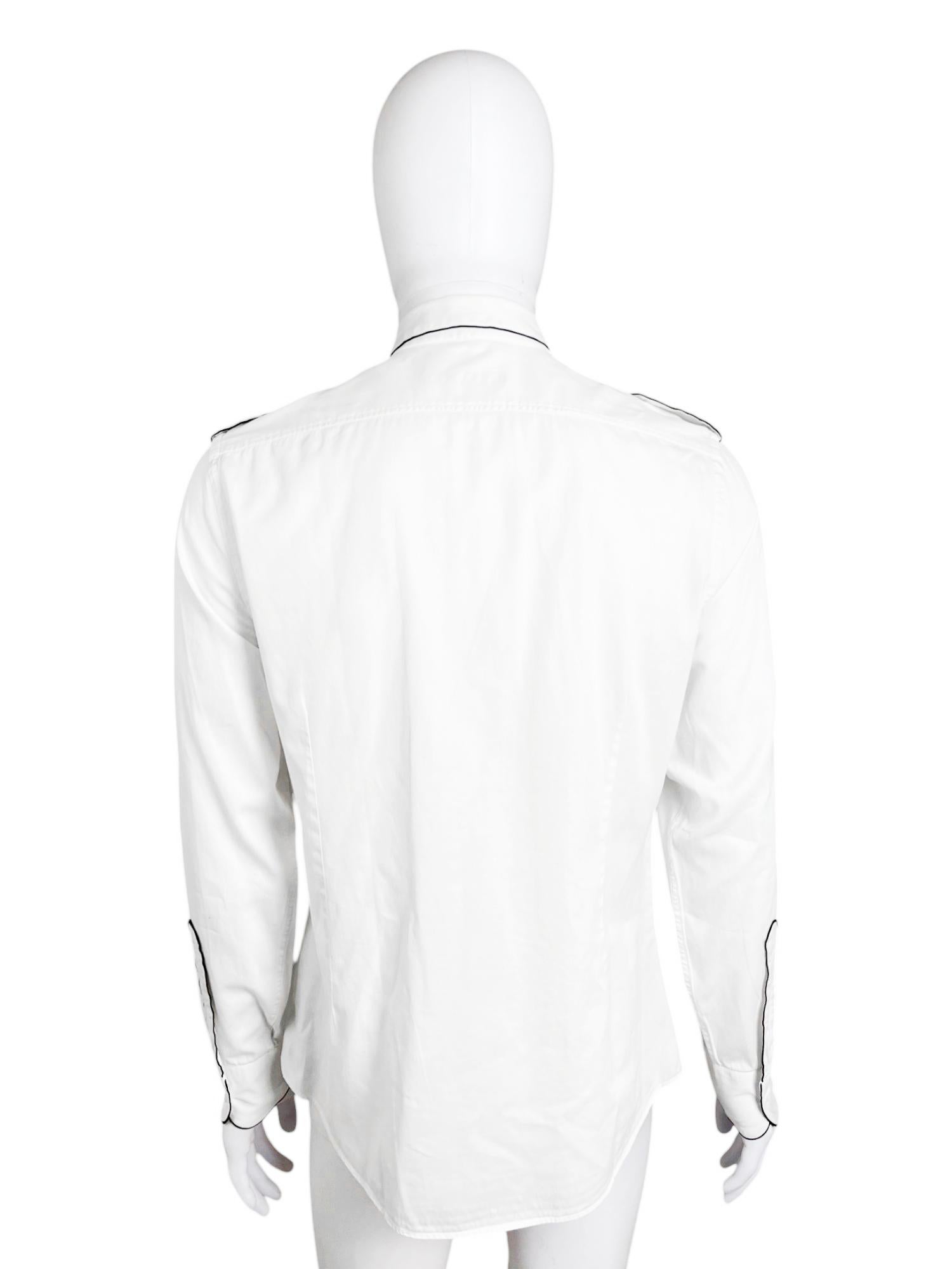 Gray Gucci by Tom Ford 2000's Military Black Lined White Shirt en vente