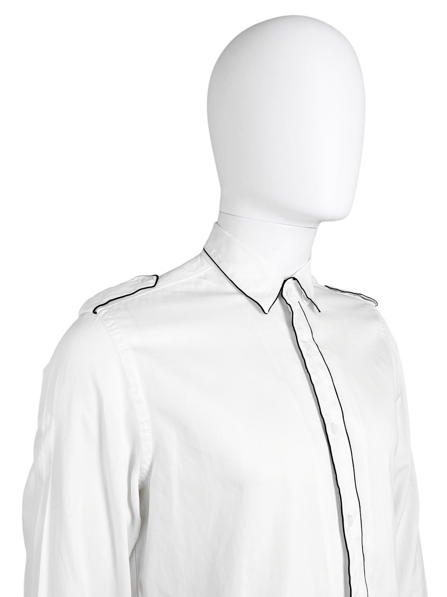 Gucci by Tom Ford 2000's Military Black Lined White Shirt Unisexe en vente