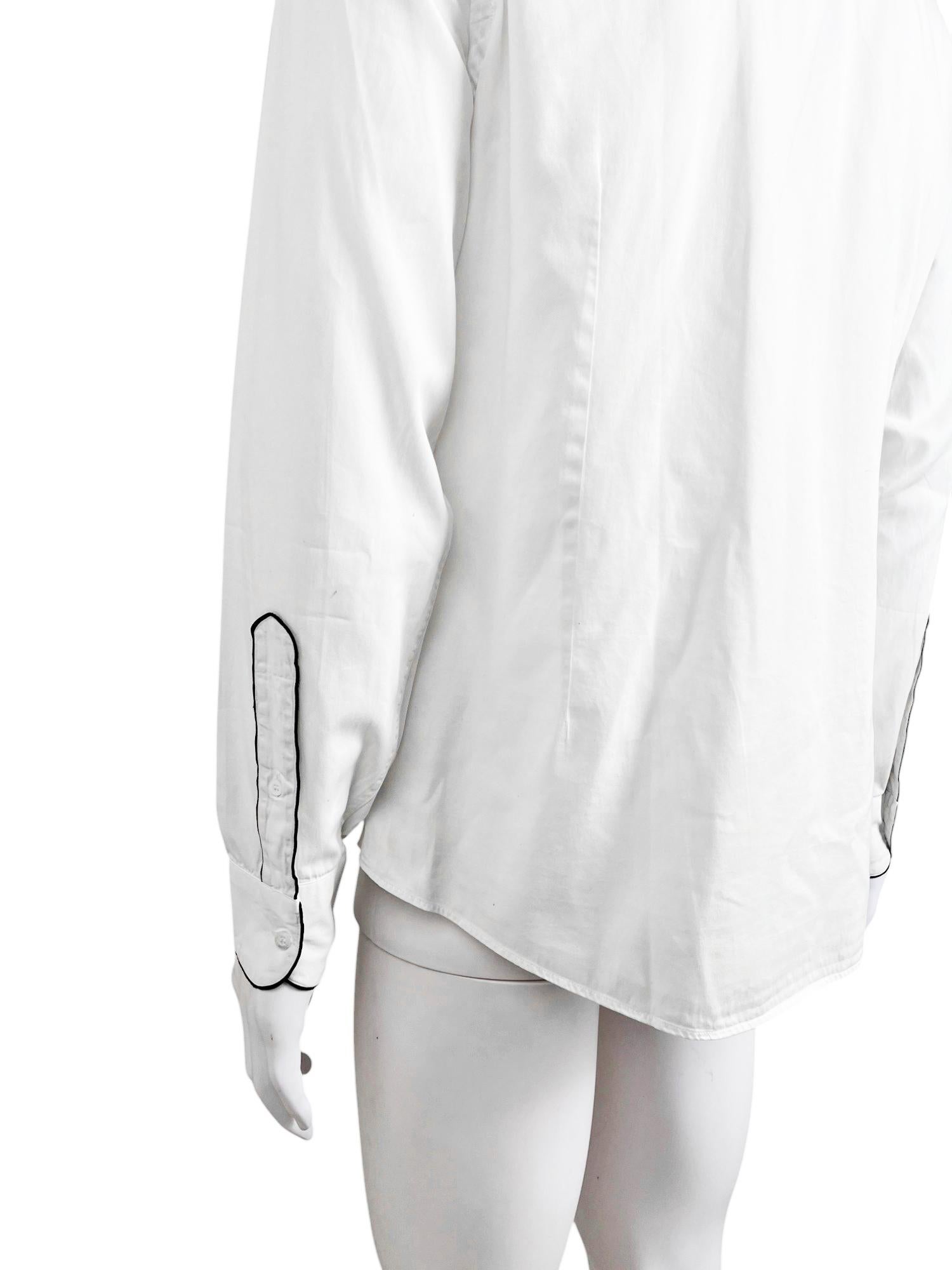 Gucci by Tom Ford 2000's Military Black Lined White Shirt en vente 1