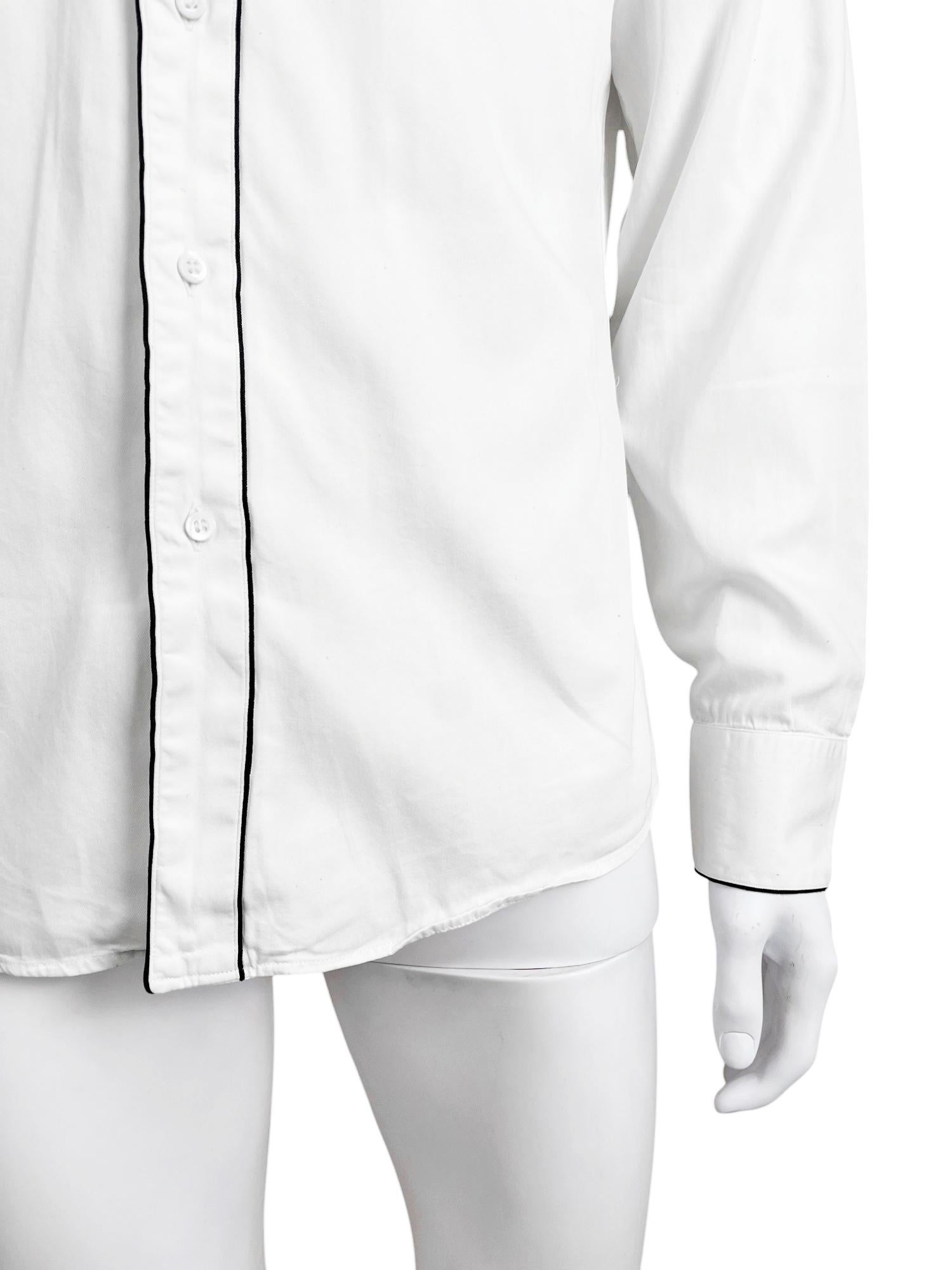 Gucci by Tom Ford 2000's Military Black Lined White Shirt en vente 3