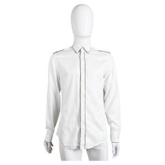 Gucci by Tom Ford 2000's Military Black Lined White Shirt
