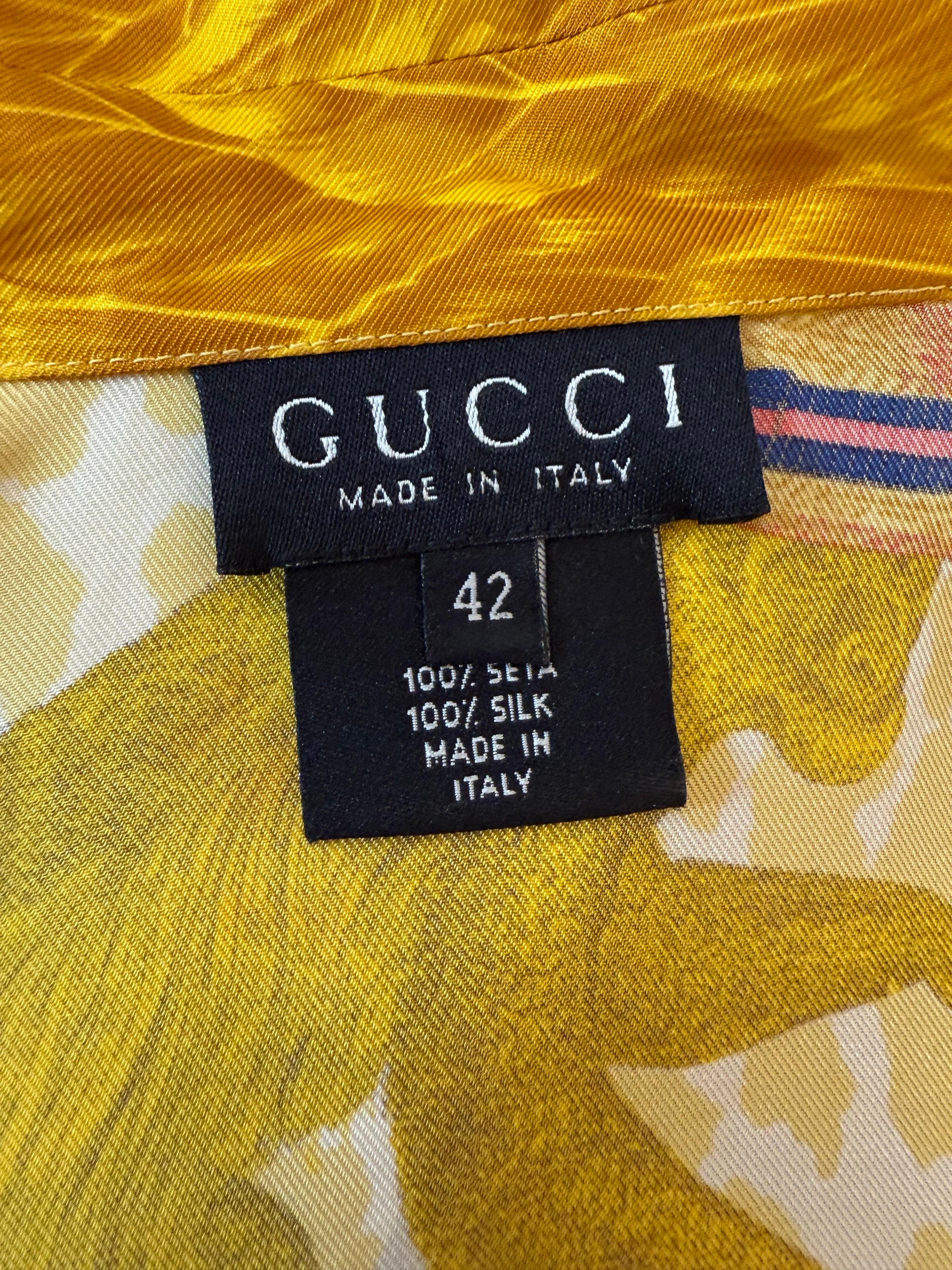 Camisa de seda Gucci by Tom Ford 2000 con el icónico estampado de monos en venta 12