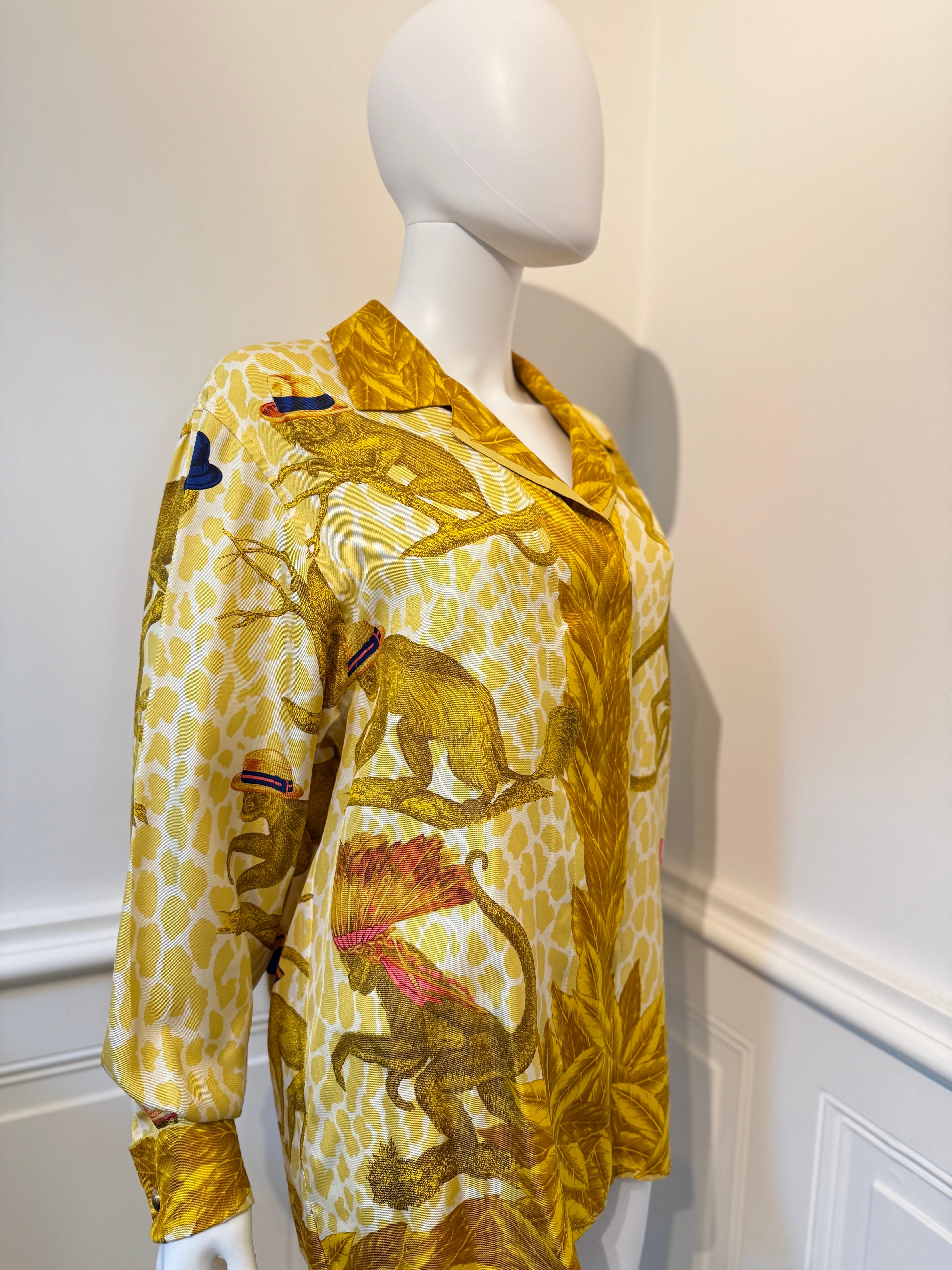 Rara camisa de seda vintage de la época de Tom Ford de Gucci con reconocible estampado de monos 🐒🐒🐒♥️