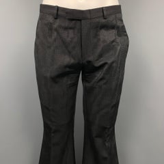 GUCCI by TOM FORD 2001 Size 32 Black Jacquard Zip Fly Wide Leg Dress Pants