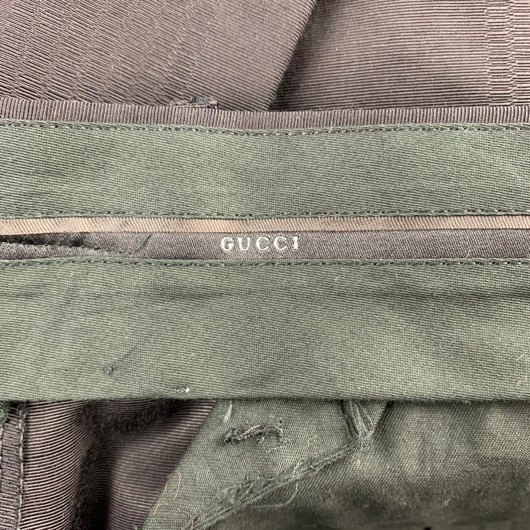 GUCCI by TOM FORD 2001 Size 32 Black Jacquard Zip Fly Wide Leg Dress Pants In Good Condition In San Francisco, CA