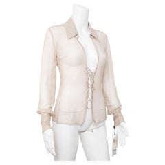 Gucci by Tom Ford 2002 Chiffon Lace Up Shirt size 40