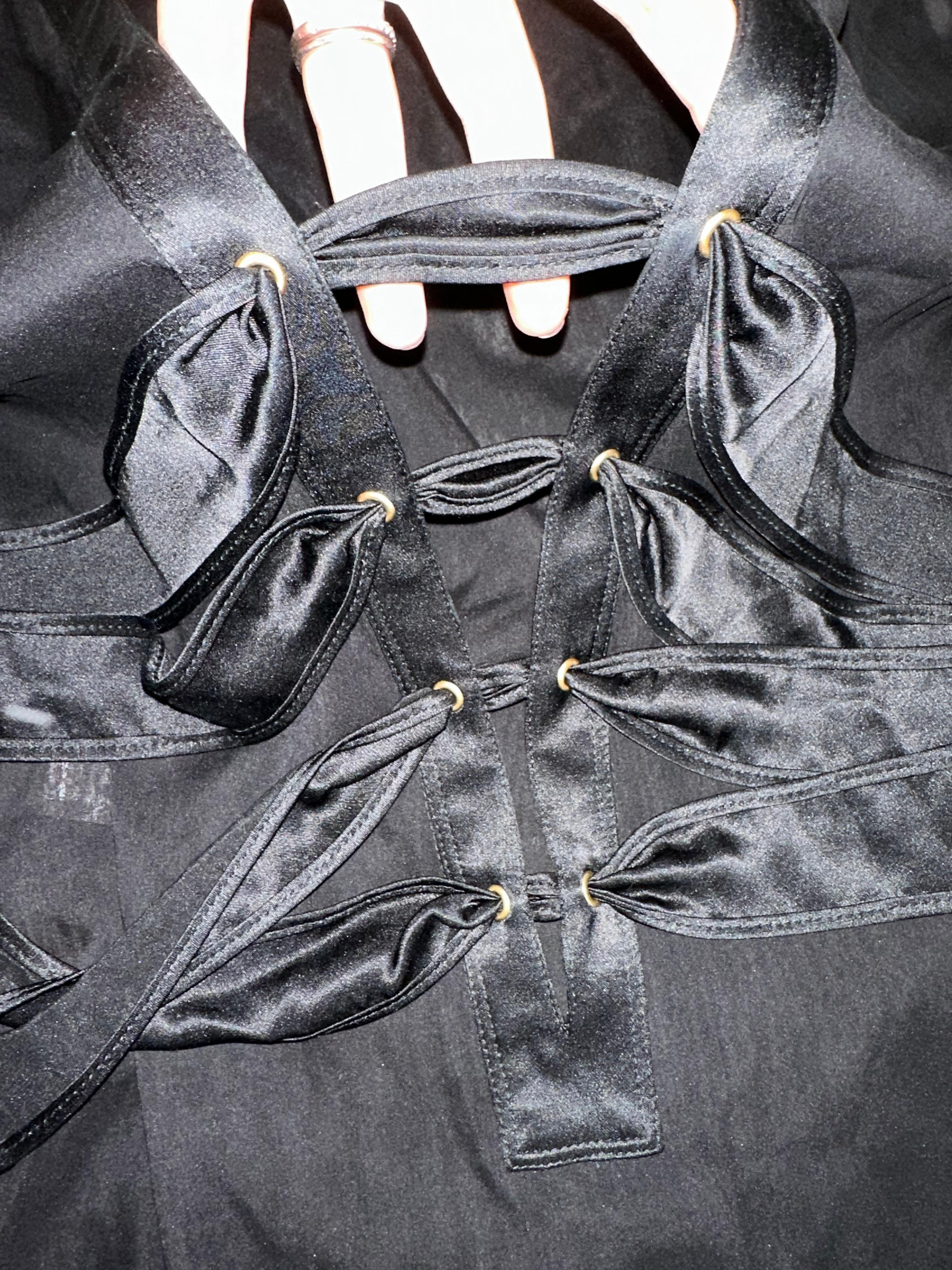 Gucci by Tom Ford 2003 black Bondage top blouse For Sale 2
