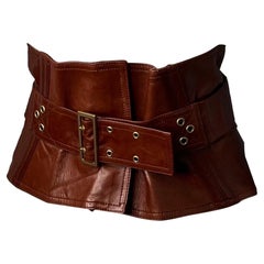 Cinturón corsé de piel auténtica Gucci by Tom Ford 2003 coñac 42