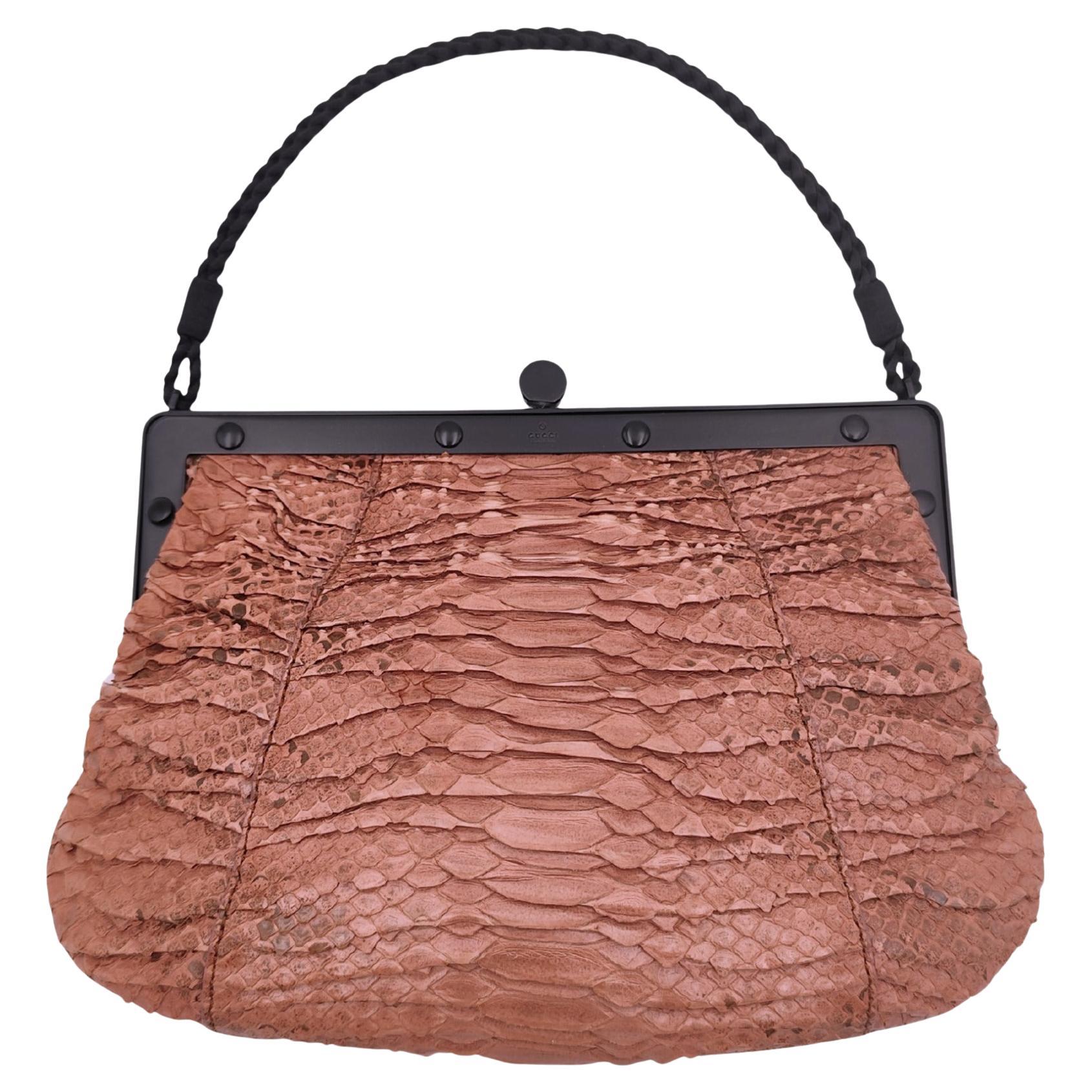 Gucci by Tom Ford 2003 pink snakeskin mini bag For Sale