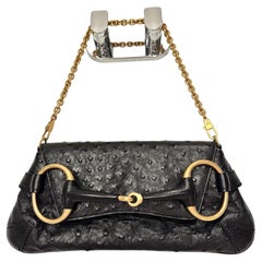 GUCCI by TOM FORD 2003 Vintage Runway Horsebit Ostrich Handbag