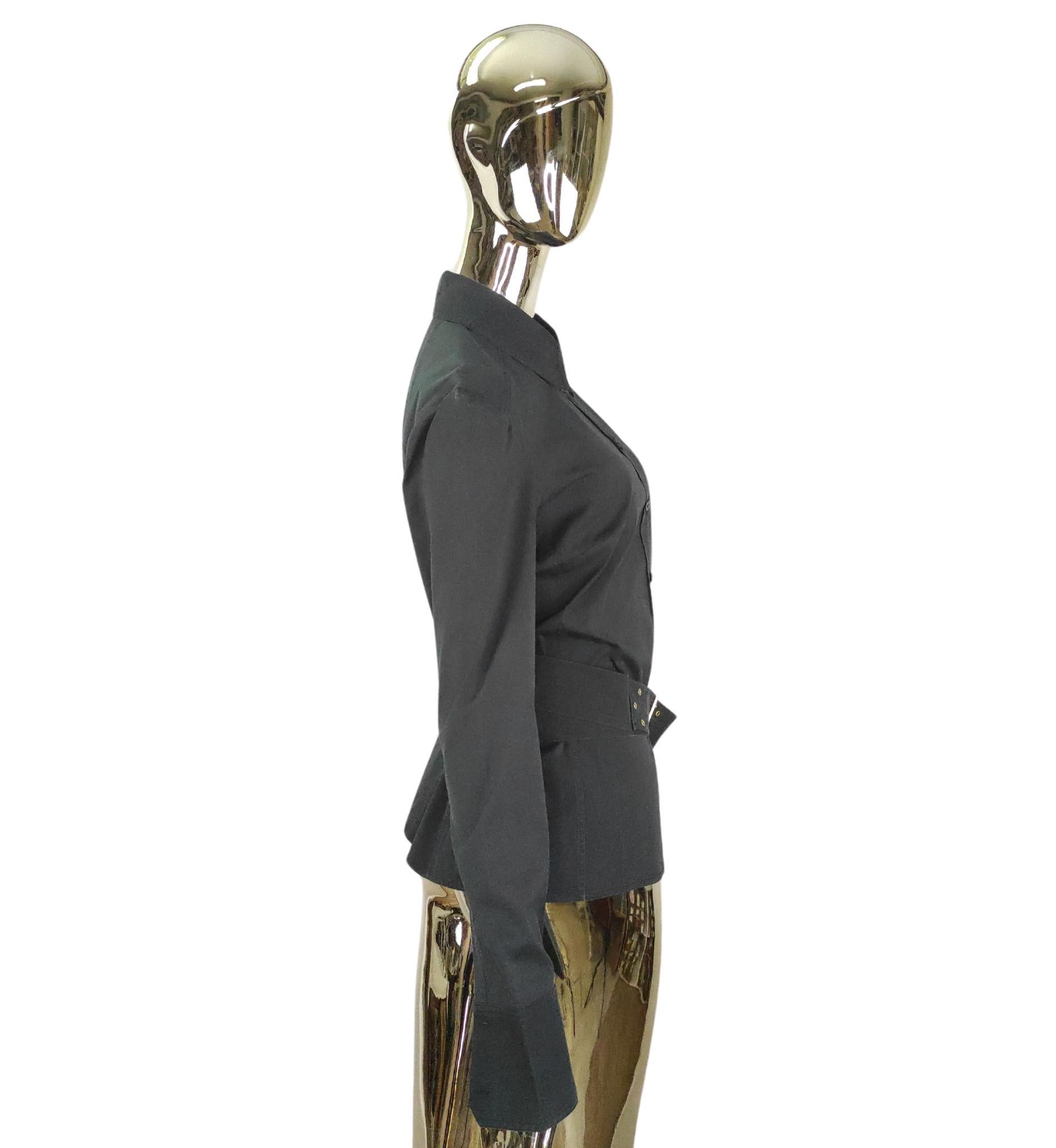 Black Gucci by Tom Ford 2004 black corset belted shirt For Sale
