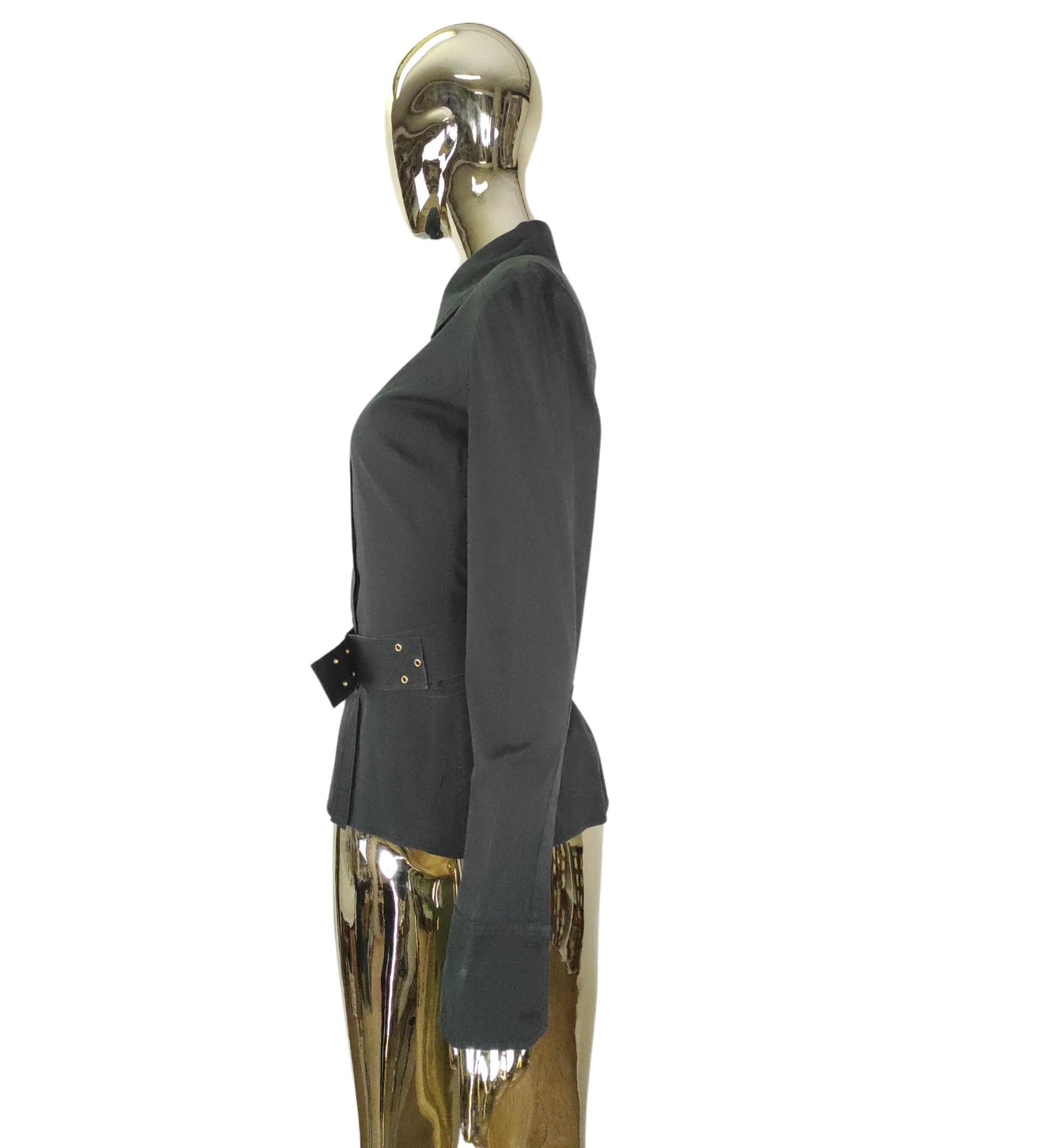 Gucci by Tom Ford 2004 black corset belted shirt In Fair Condition For Sale In Milano, IT