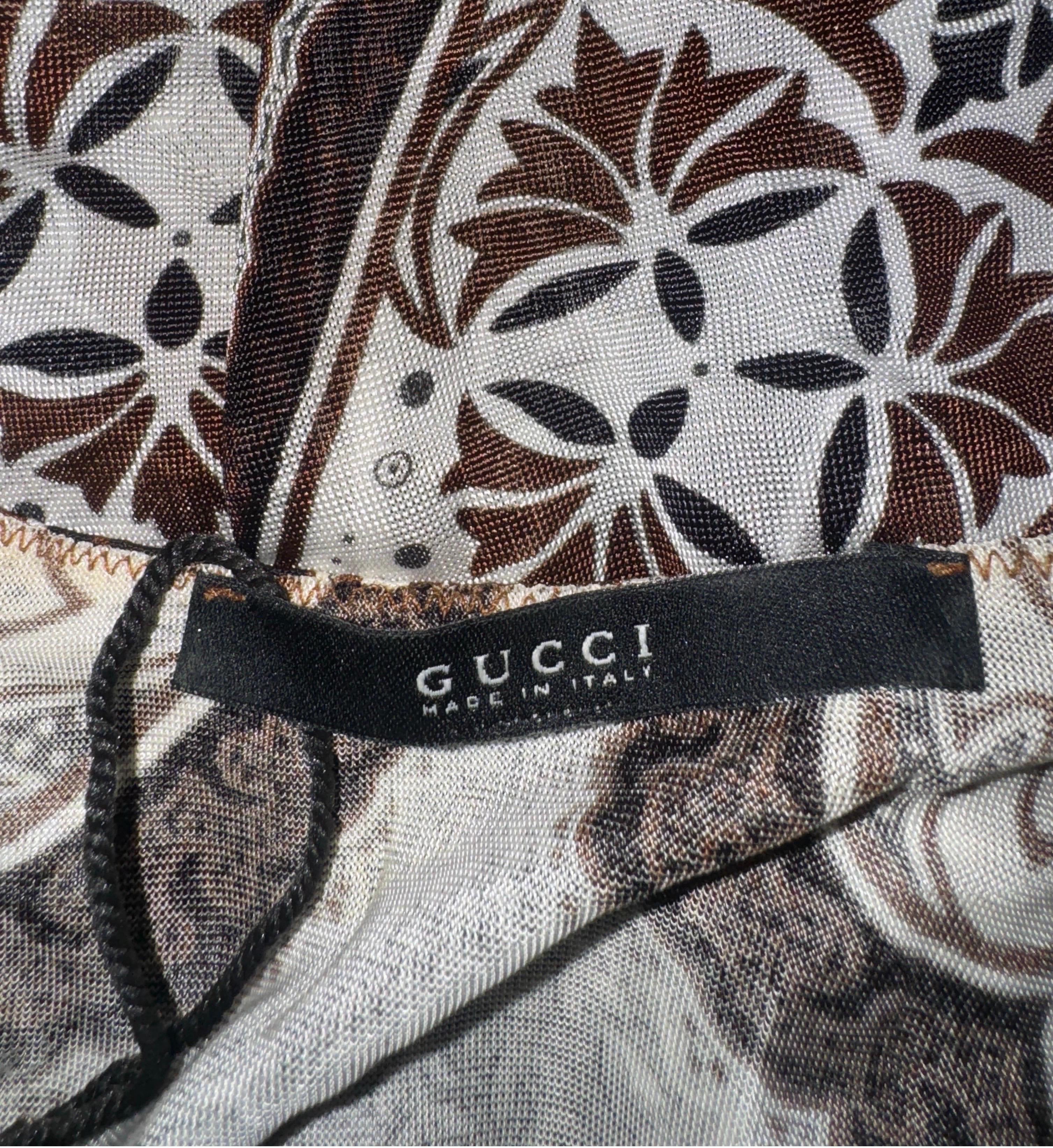 GUCCI by Tom Ford 2004 Cruise Paisley Print Cover Up Micro Dress Top Tunic For Sale 3