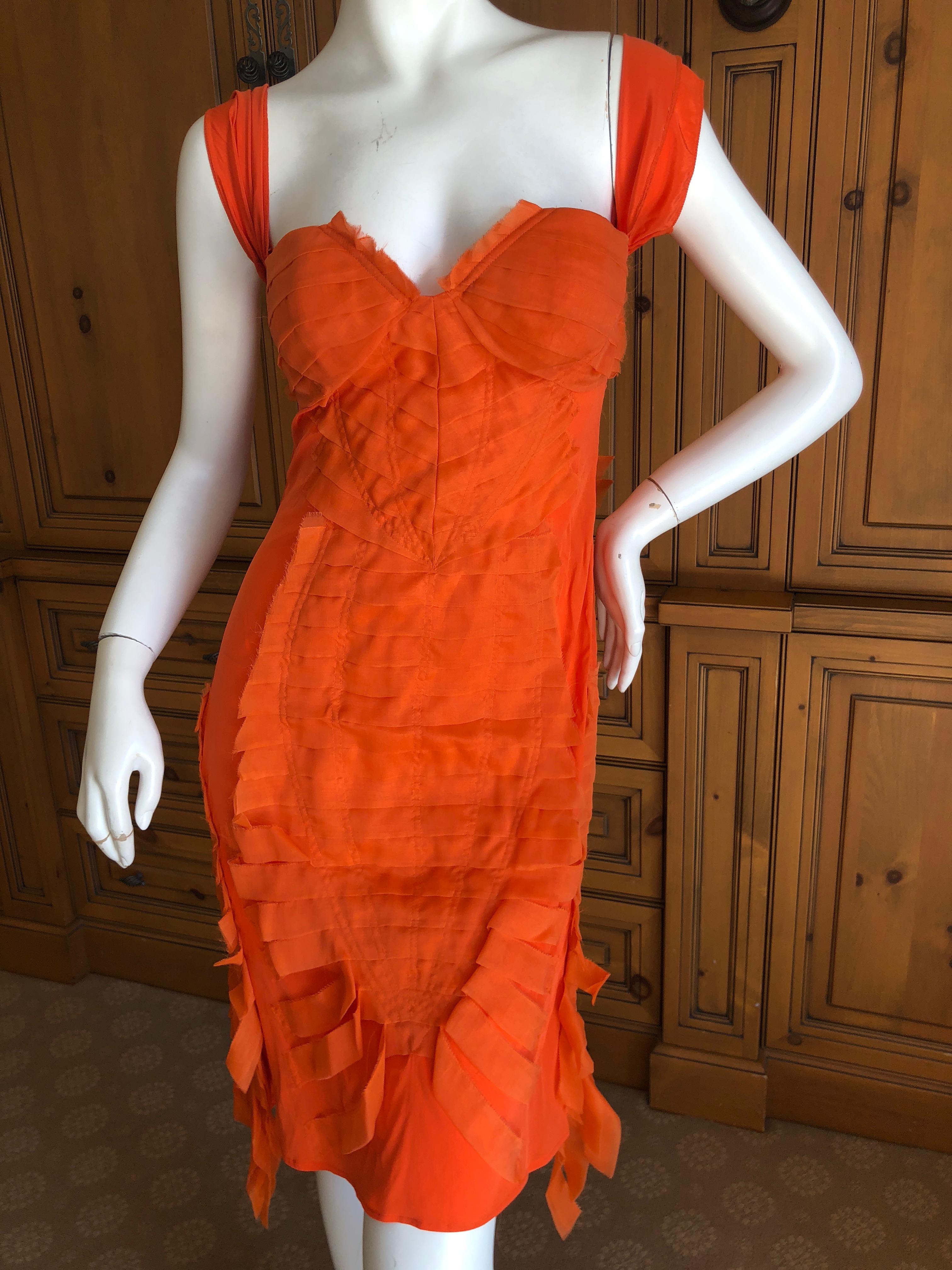 Women's Gucci by Tom Ford 2004 Orange Ribbon Dress Tom Ford Book Piece  For Sale