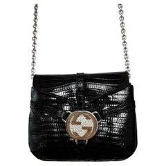 GUCCI by TOM FORD 2004 Vintage Swarovski Crystal Lizard Black Mini Bag Purse