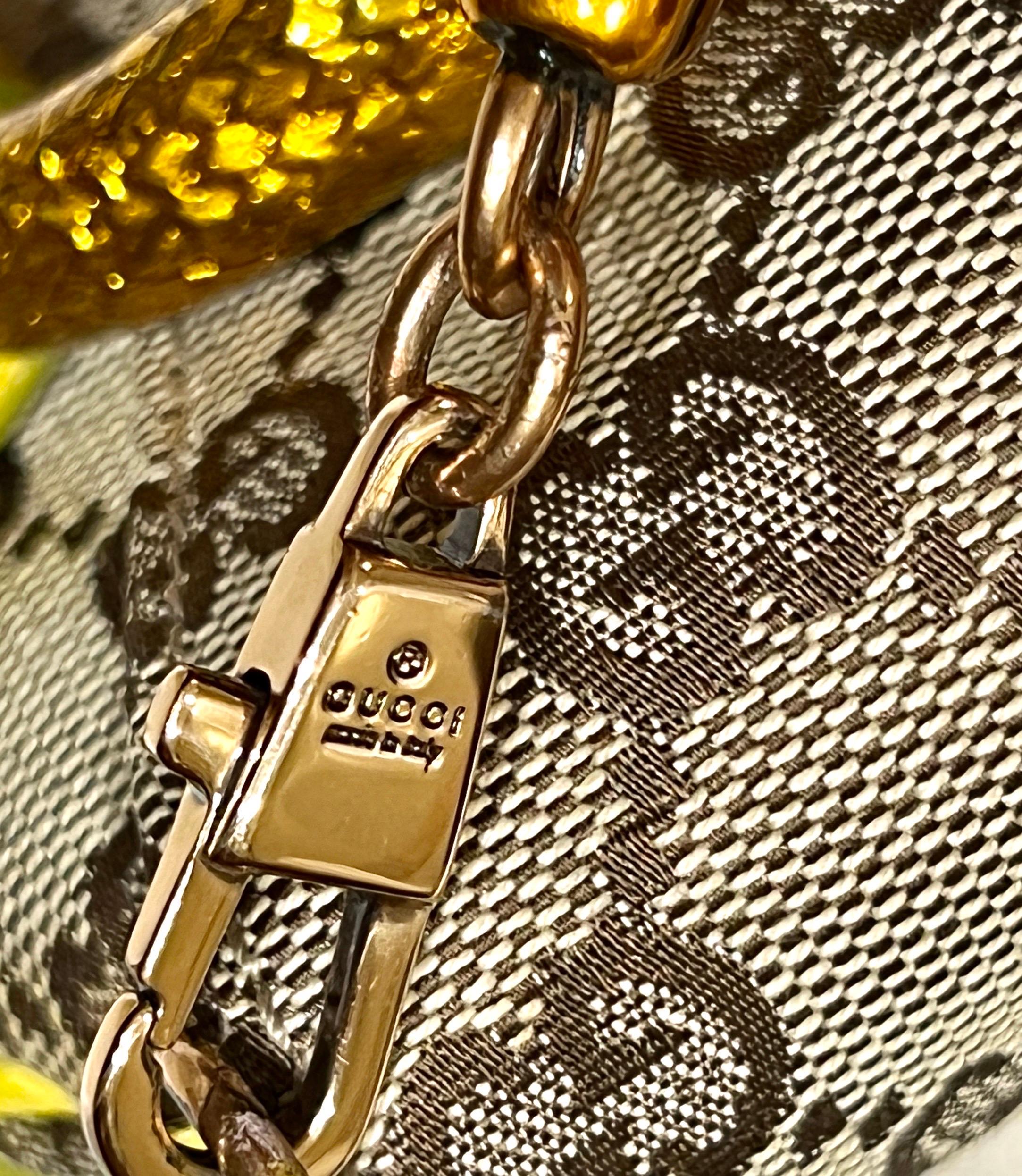 Gucci by Tom Ford 2004 XL Monogram Jeweled Snake Head Horsebit Bamboo Clutch Bag 8