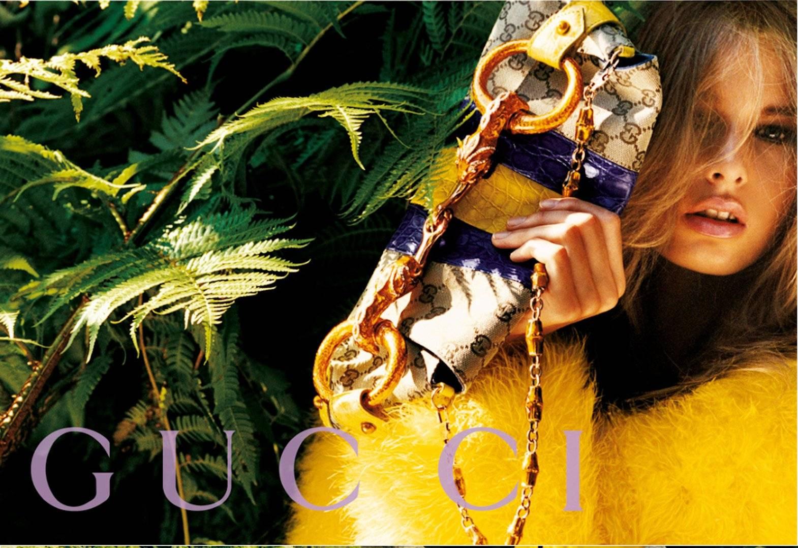 Gucci by Tom Ford 2004 XL Monogram Jeweled Snake Head Horsebit Bamboo Clutch Bag 10