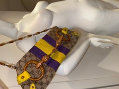 GUCCI by TOM FORD 2004 XL Vintage Runway Serpent Horsebit Chain Bag Crystal