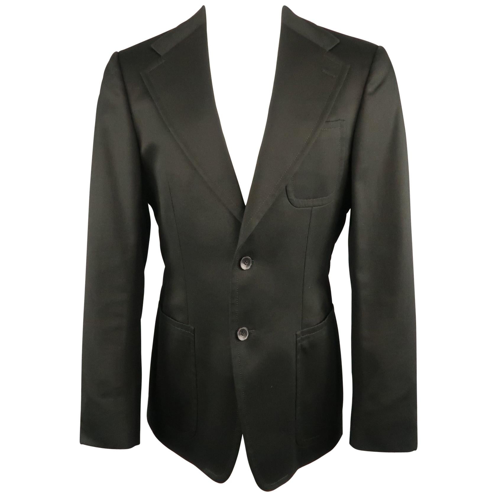 GUCCI by TOM FORD 38 Size 38 Black Cotton Notch Lapel Patch Pocket Sport Coat