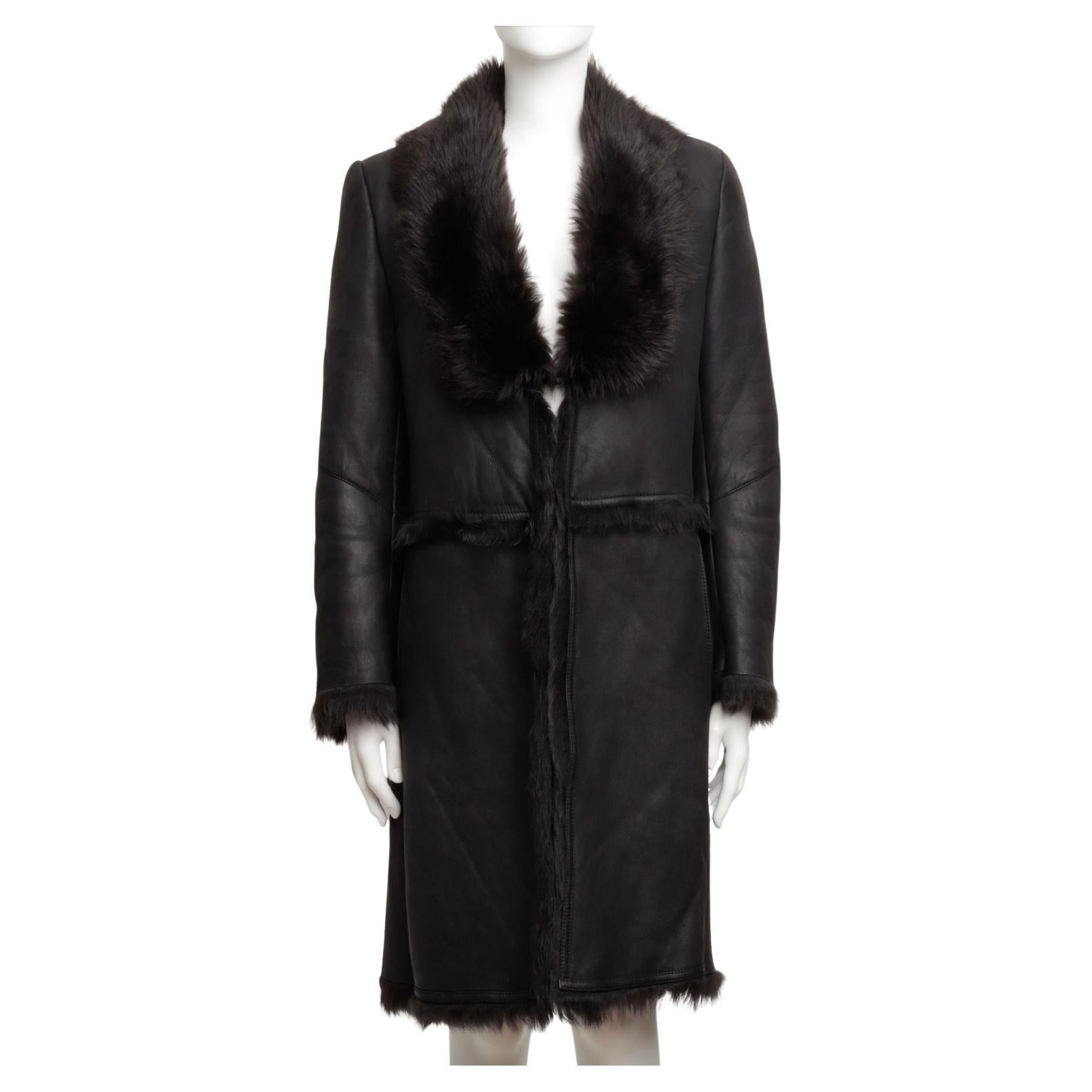 Gucci by Tom Ford A/W 1996 Runway Coat in Black Suede and Shearling