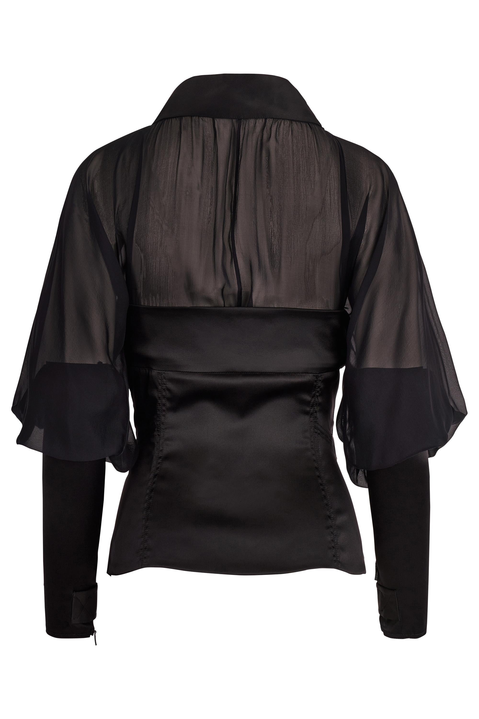 da uomo o donna Gucci by Tom Ford A/I 2003 Camicetta nera in seta trasparente in vendita
