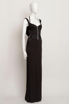 Gucci by Tom Ford A/W 2003 Runway Corset Gown in Stretch Black Silk