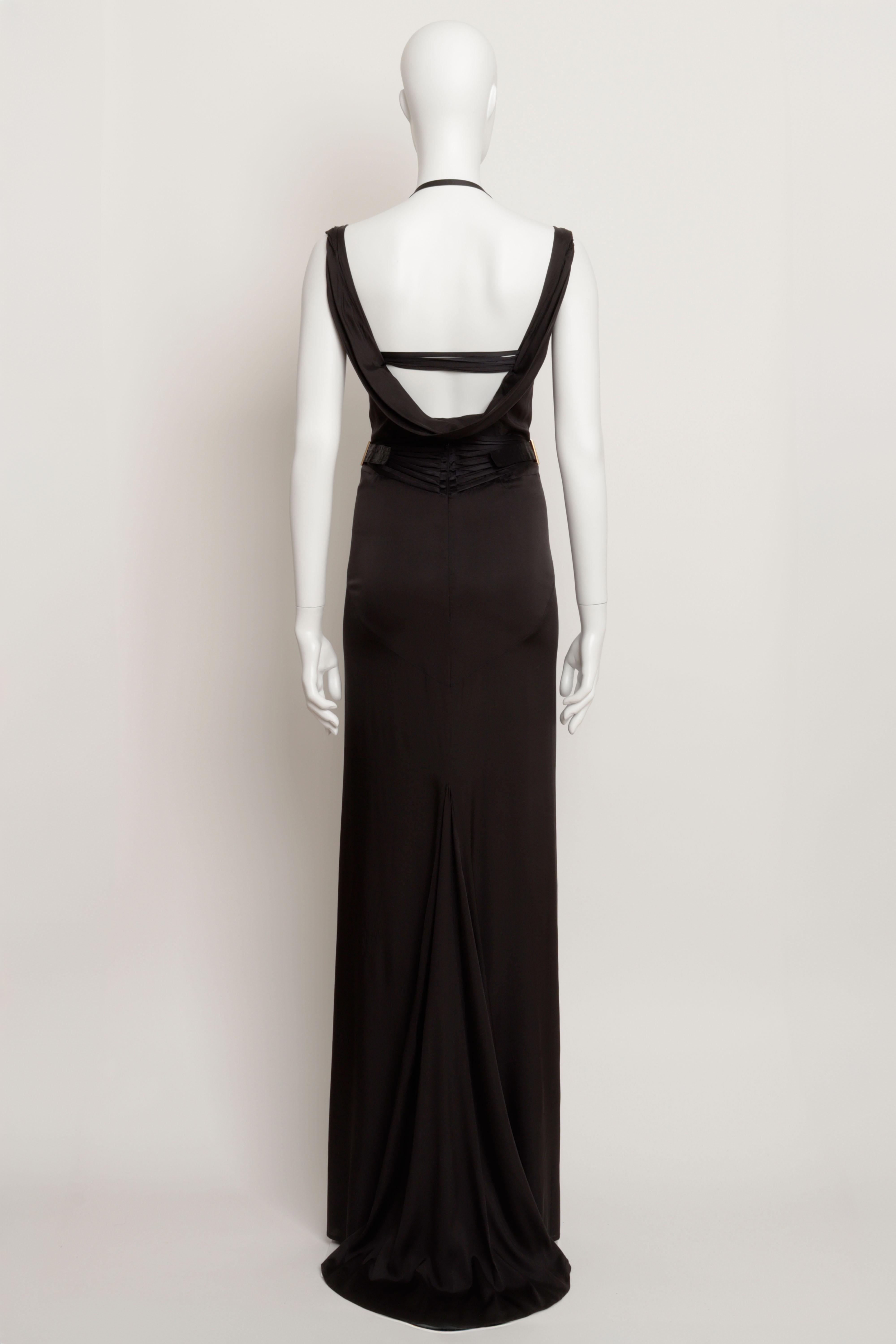 Nero Abito Corsetto Gucci by Tom Ford A/I 2003 in seta nera elasticizzata in vendita