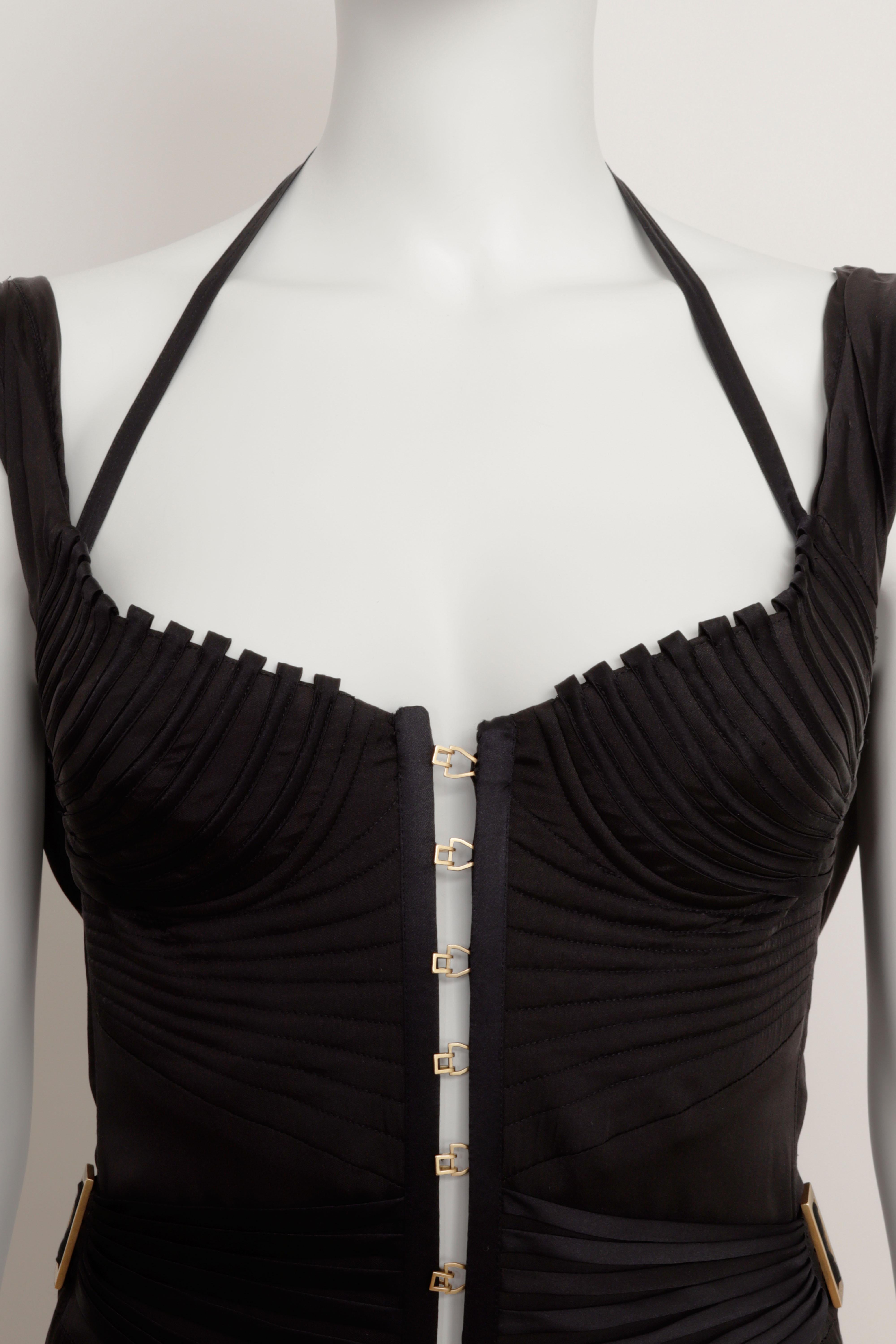 Abito Corsetto Gucci by Tom Ford A/I 2003 in seta nera elasticizzata in vendita 1