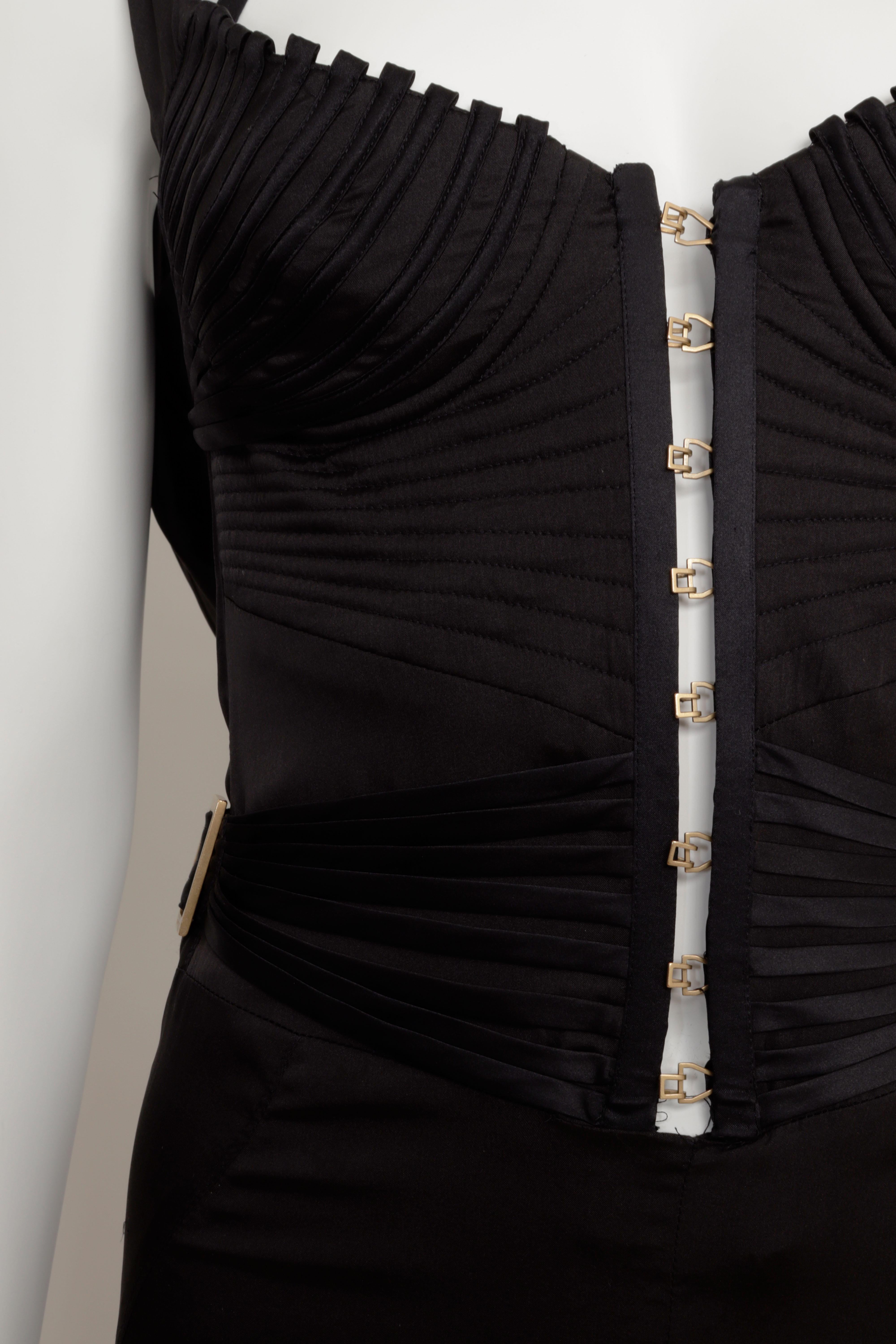 Abito Corsetto Gucci by Tom Ford A/I 2003 in seta nera elasticizzata in vendita 2