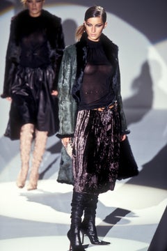 Gucci by Tom Ford A/W99 Emerald Green and Black Reversible Belted Fur Coat