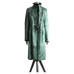Gucci by Tom Ford A/W99 Emerald Green and Black Reversible Belted Fur Coat