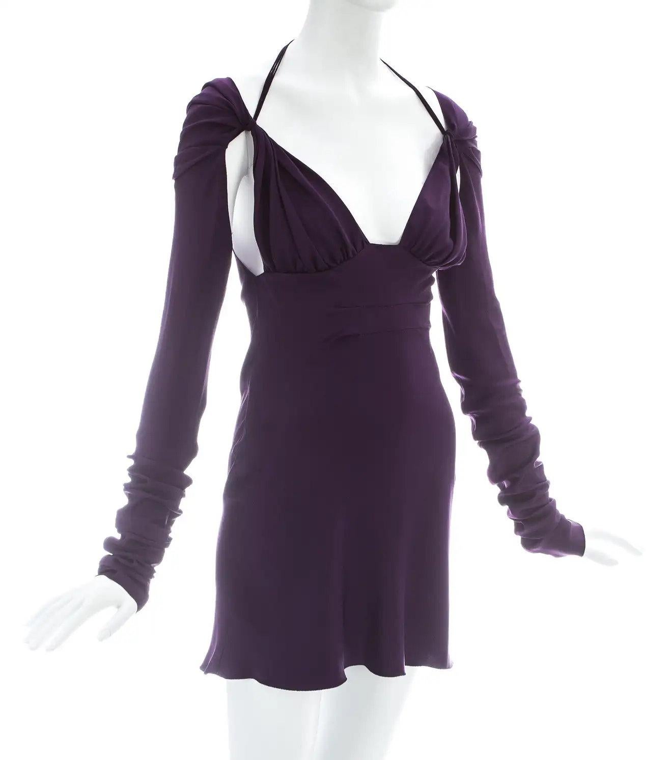 Gucci by Tom Ford Amethyst Silk Mini Dress, c. 2003 In Excellent Condition In Montgomery, TX