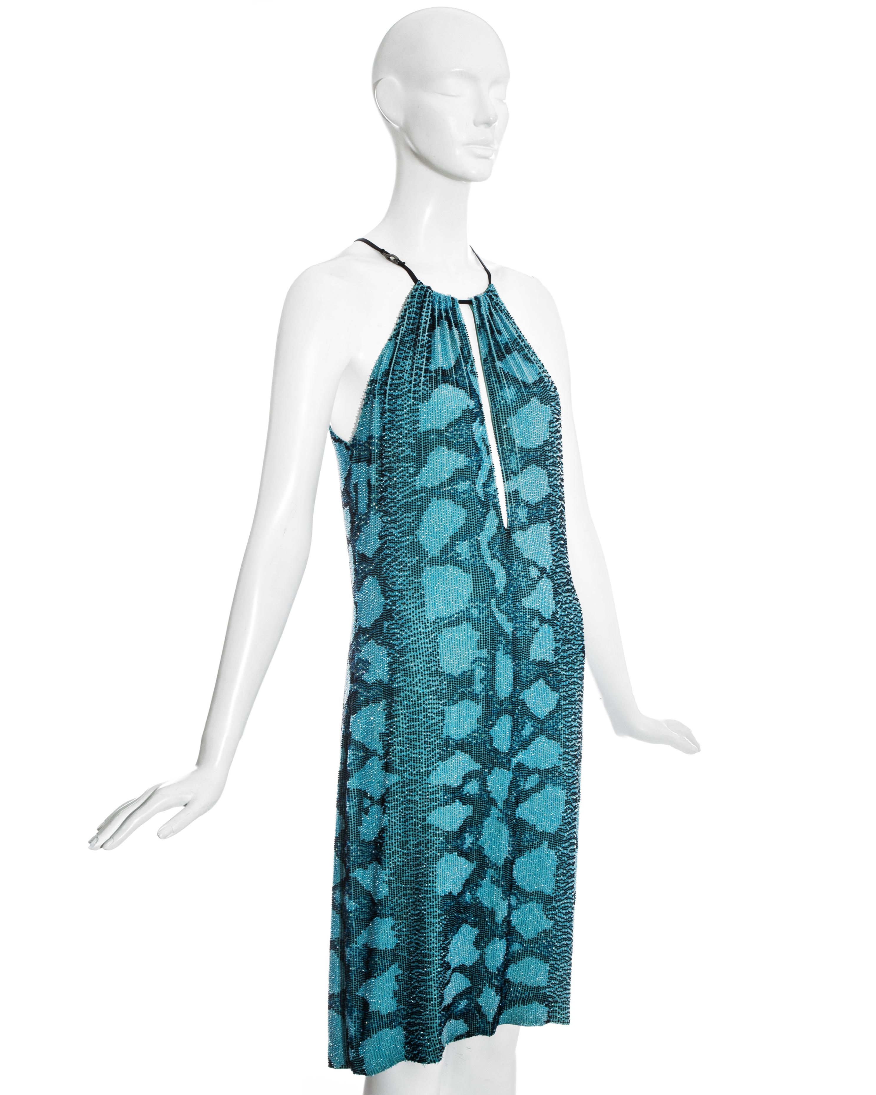 Gucci by Tom Ford aquablaues Abendkleid mit Perlen, Frühjahr/Sommer 2000 im Zustand „Hervorragend“ im Angebot in London, GB