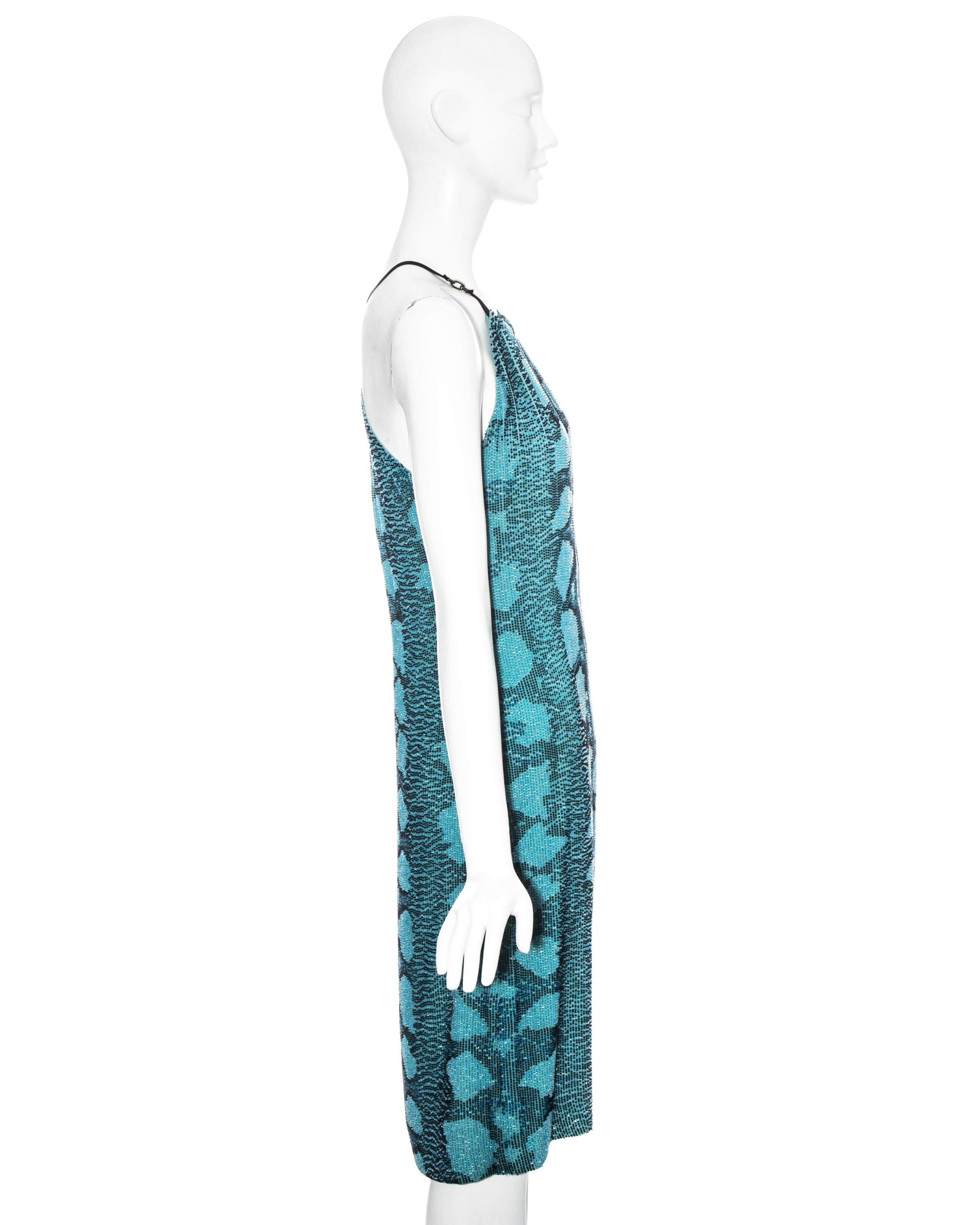 Gucci by Tom Ford aqua blue beaded evening dress, ss 2000 In Excellent Condition For Sale In London, GB
