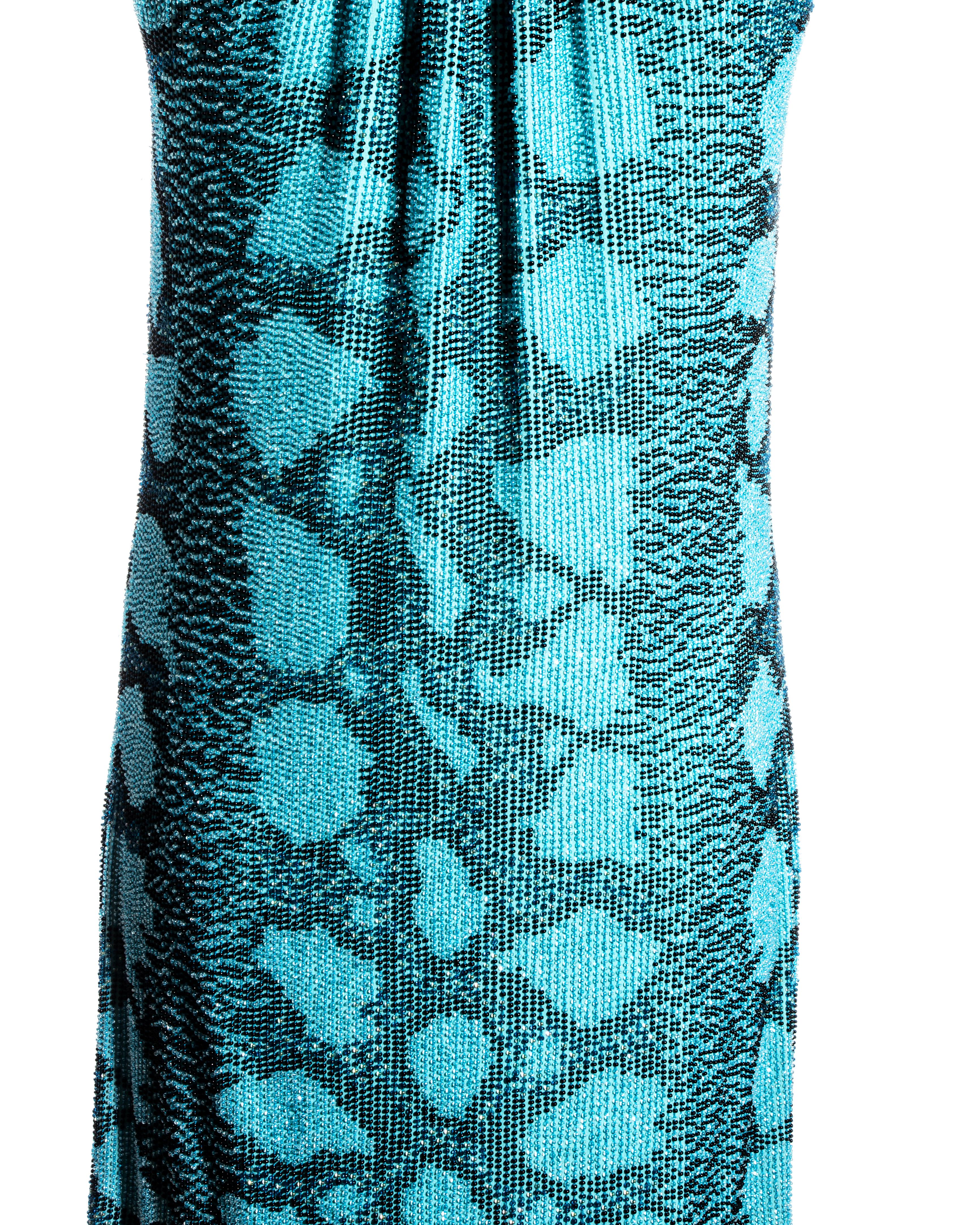 Women's Gucci by Tom Ford aqua blue beaded evening dress, ss 2000 For Sale