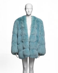 Gucci by Tom Ford Aqua Blue Dyed Fox Fur Oversized Coat, FW 1997