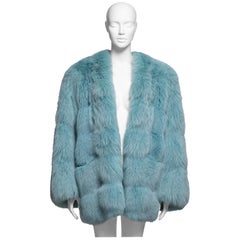 Gucci by Tom Ford Aqua Blue Dyed Fox Fur Oversized Coat, FW 1997