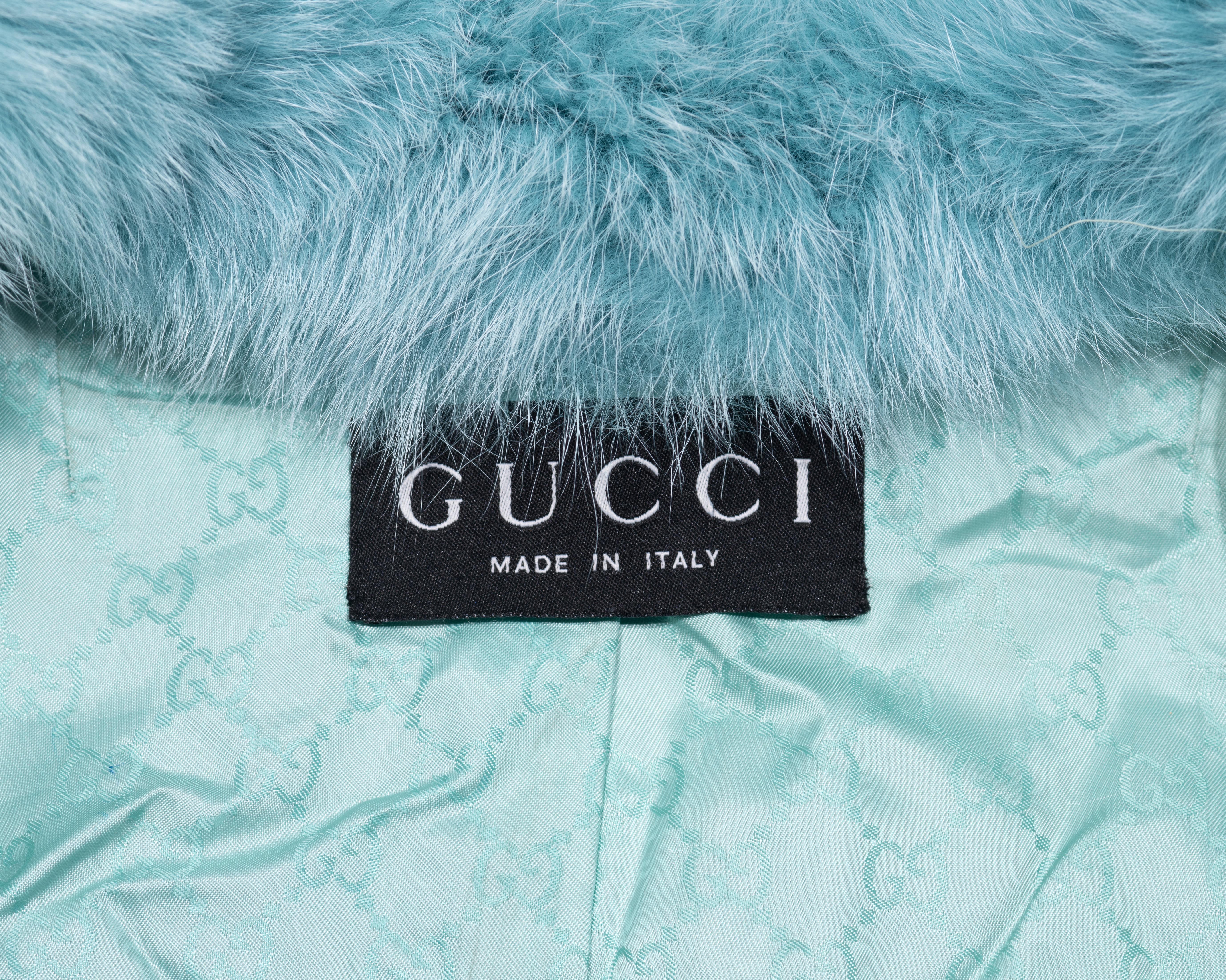 Gucci by Tom Ford aqua blue fox fur coat, fw 1997 4
