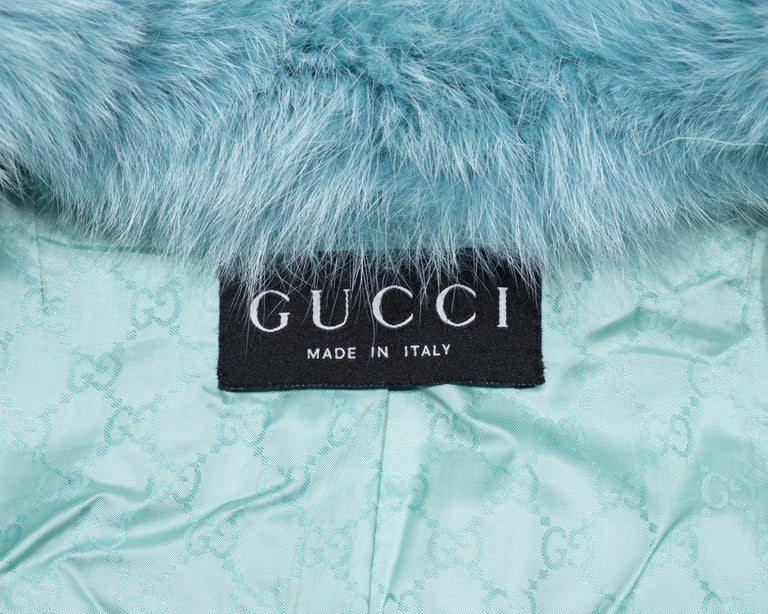 Gucci by Tom Ford aqua blue fox fur coat, fw 1997 For Sale 7