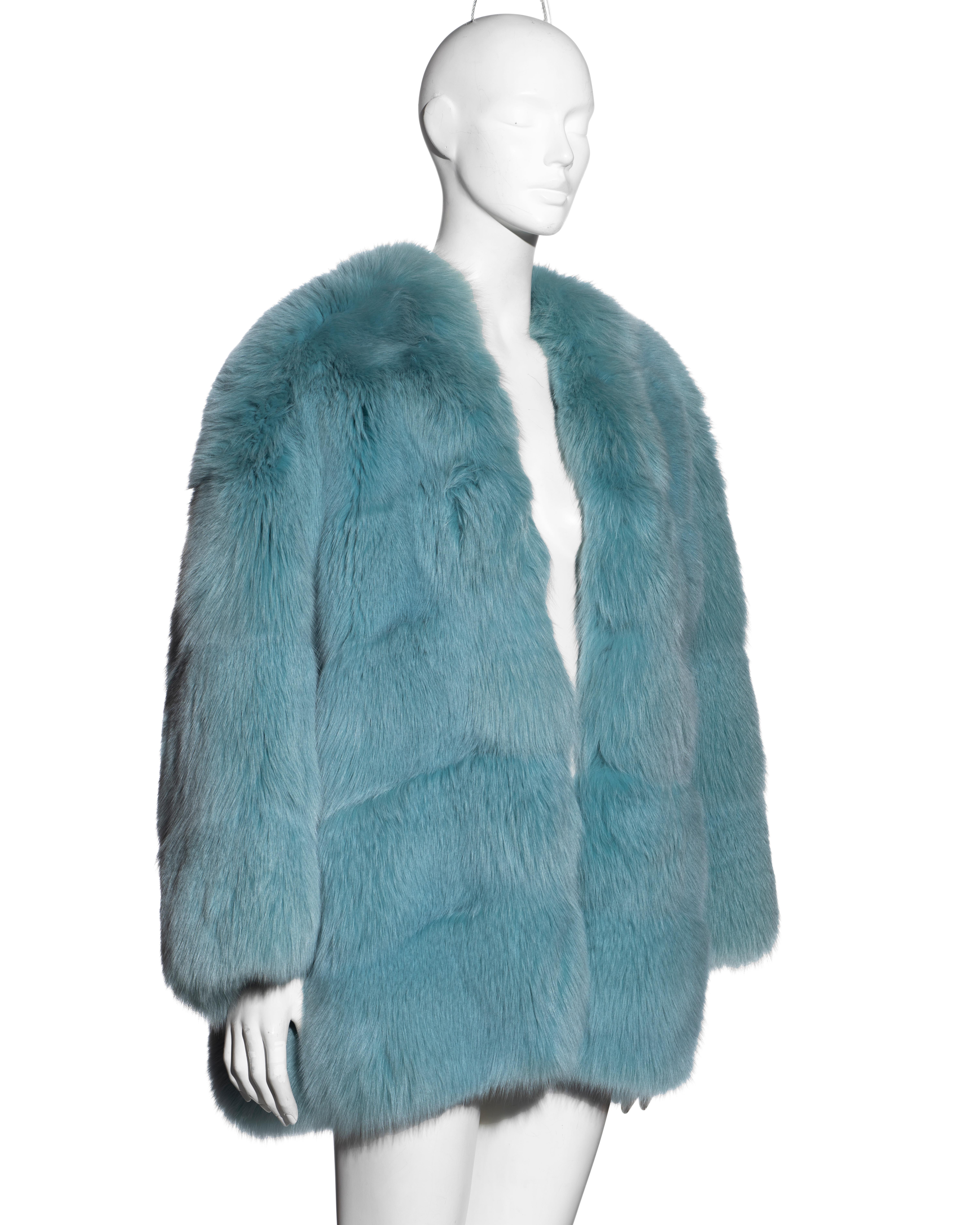 Blue Gucci by Tom Ford aqua blue fox fur coat, fw 1997