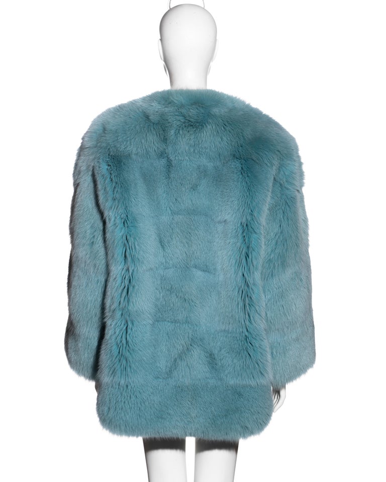 Gucci by Tom Ford aqua blue fox fur coat, fw 1997 For Sale 4
